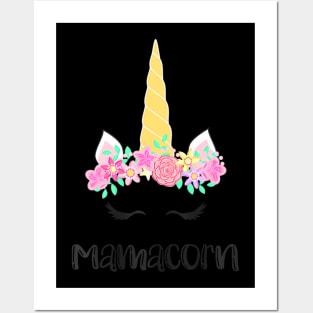 Womens Mamacorn Unicorn Mom Baby Mothers Day For Womens Posters and Art